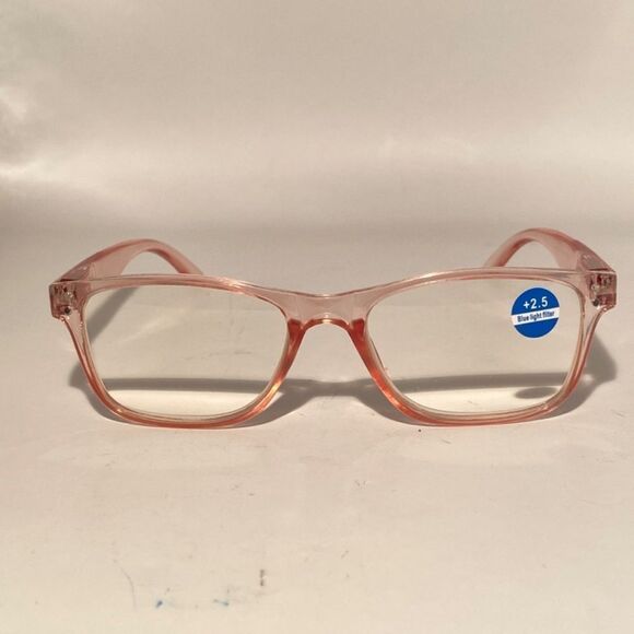 1407 Helen 2.5 Reading Glasses Clear Pink Rectanle Bluelight Filter Frames NWT - Picture 3 of 9